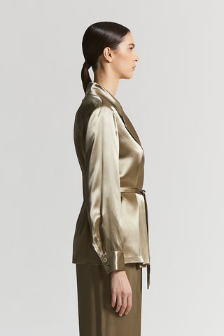 Shiny viscose satin blazer