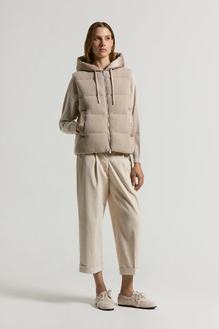 Goose down vest in cashmere and wool