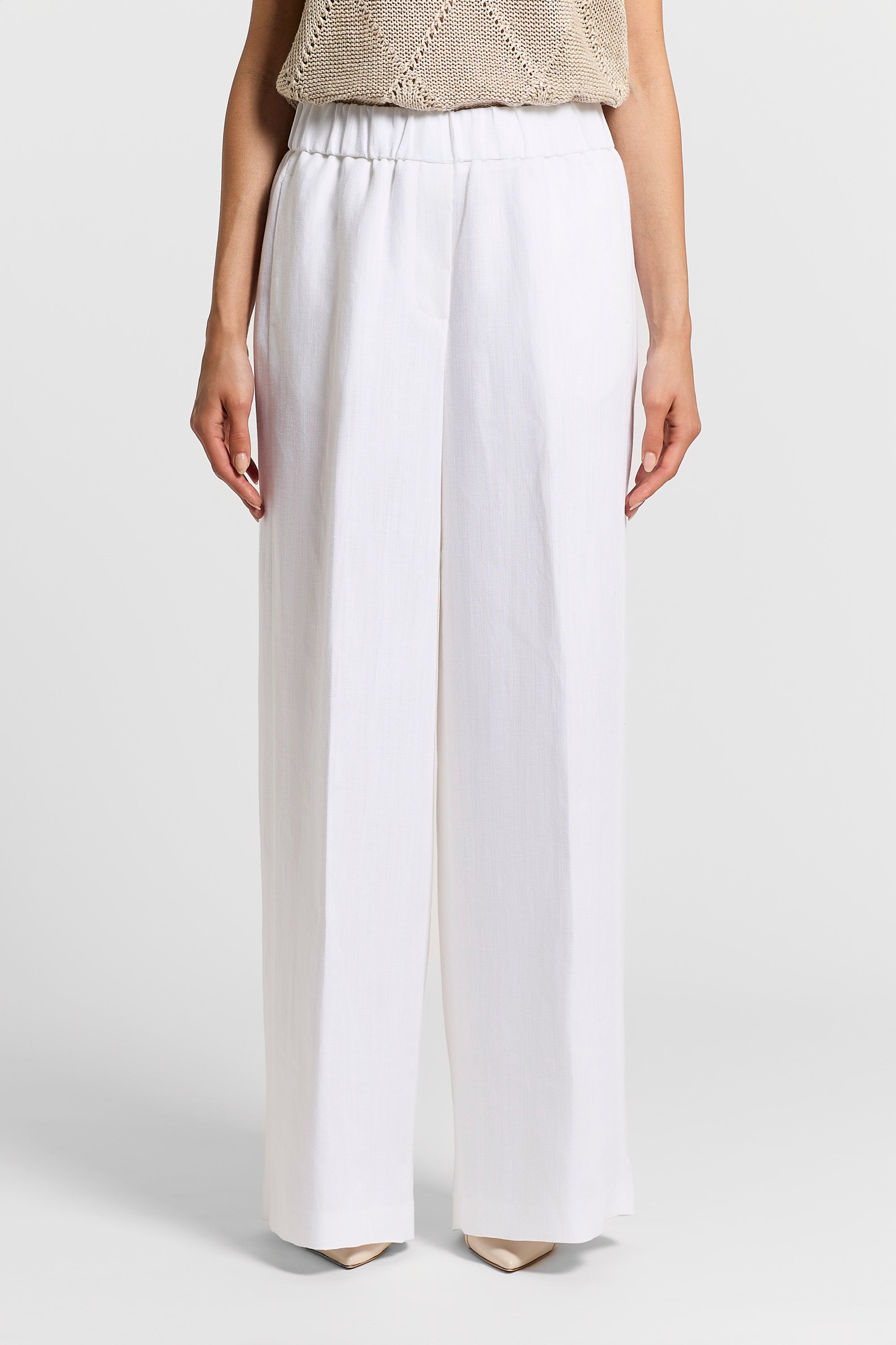 Viscose linen herringbone trousers | Peserico US