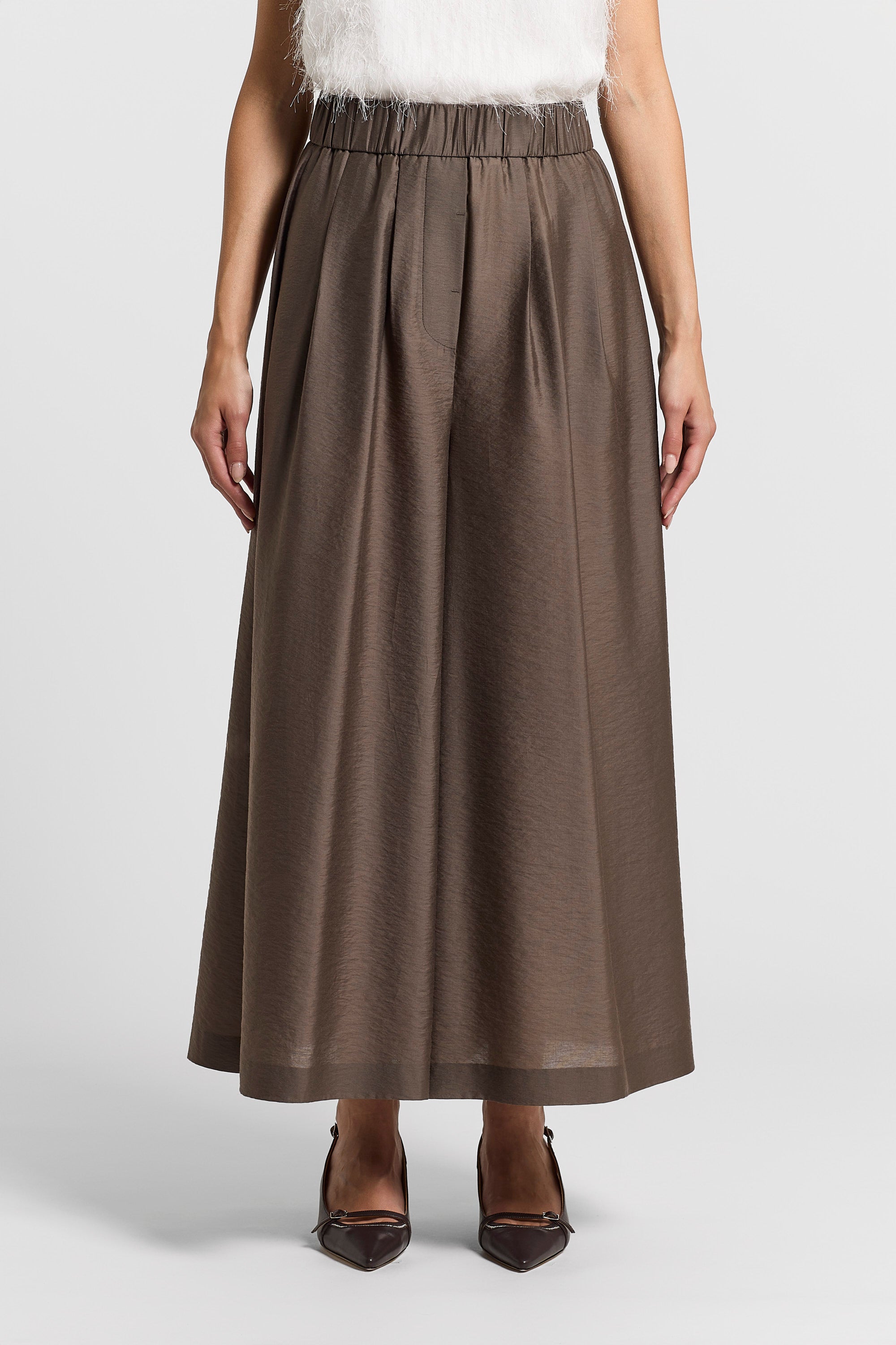 Flared lyocell-blend trousers | Peserico US