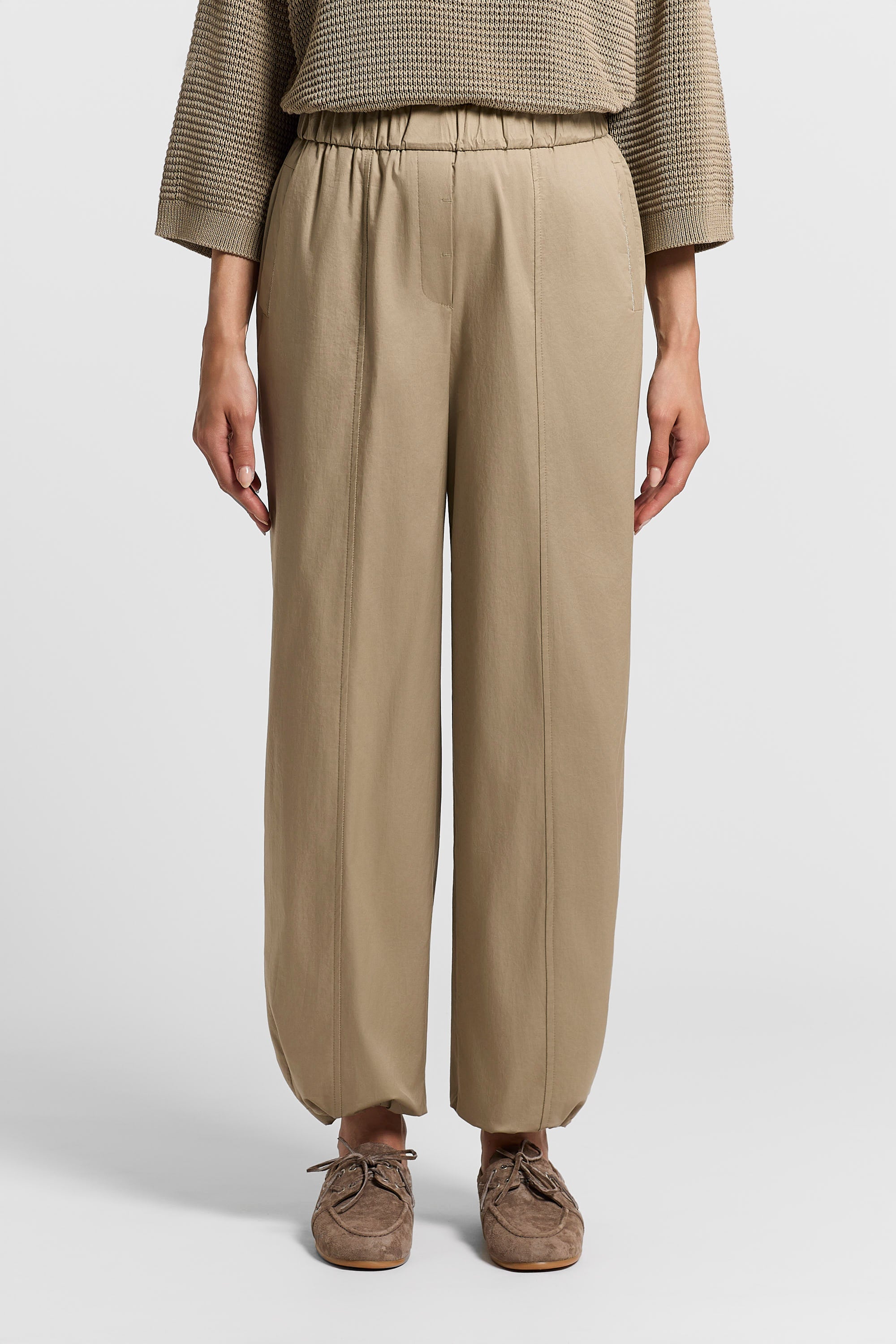 Stretch cotton sateen trousers | Peserico US