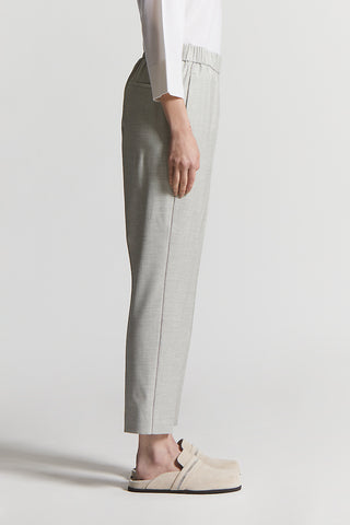Shiny stretch viscose wool twill trousers
