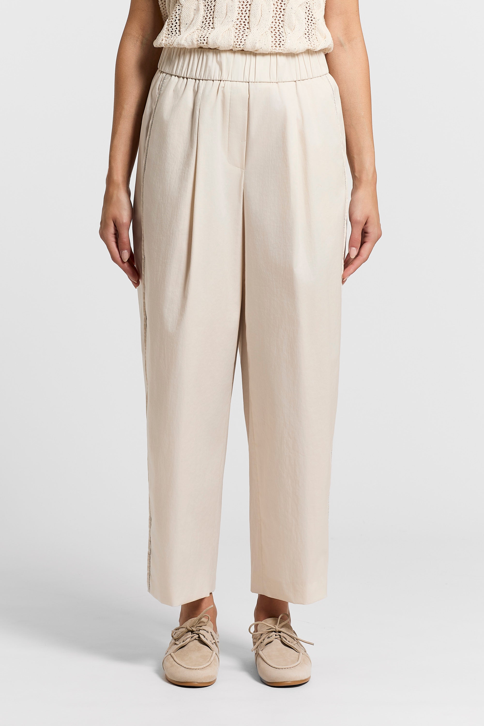 Stretch cotton sateen trousers | Peserico US