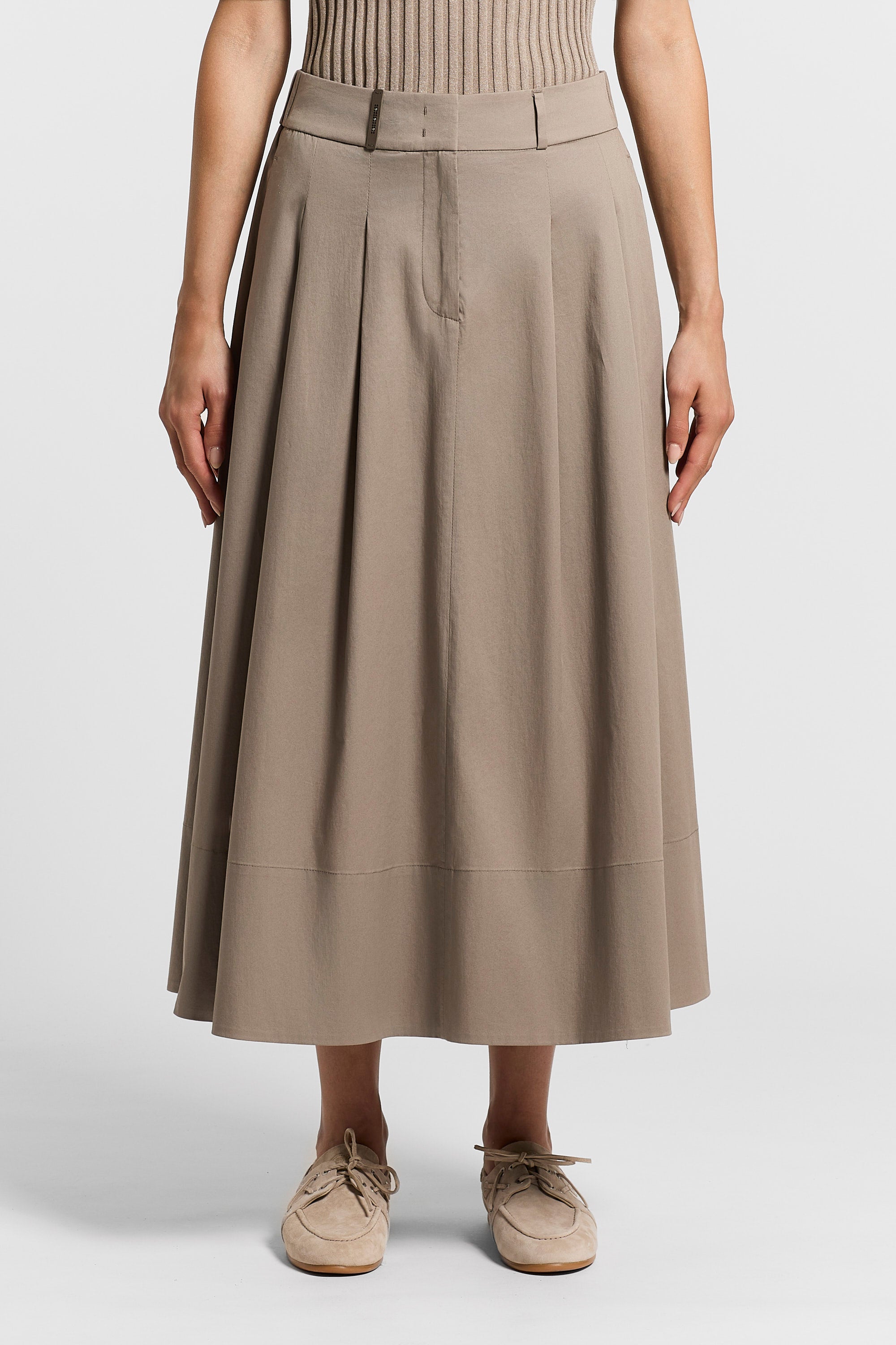 Stretch cotton sateen skirt | Peserico US