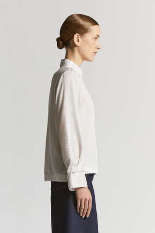 Silk blend striped canvas shirt