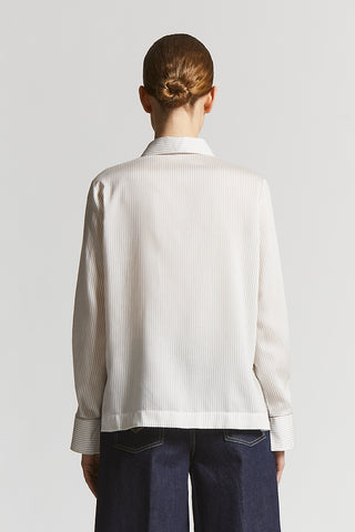 Silk blend striped canvas shirt