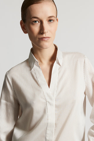 Silk blend striped canvas shirt