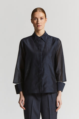 Matte silk and cotton organza shirt