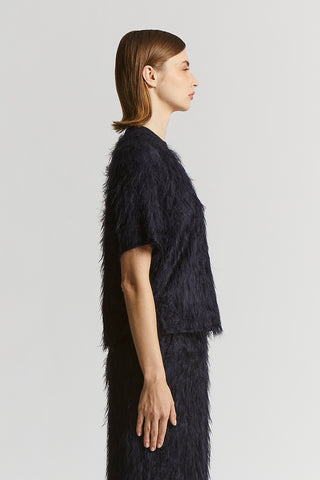 Lightweight fur-effect viscose T-shirt