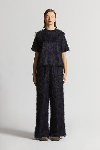 Lightweight fur-effect viscose T-shirt