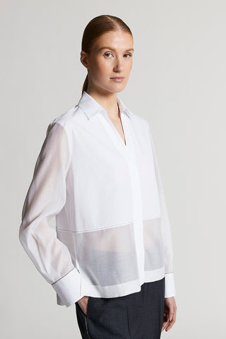 Cotton and organza poplin shirt