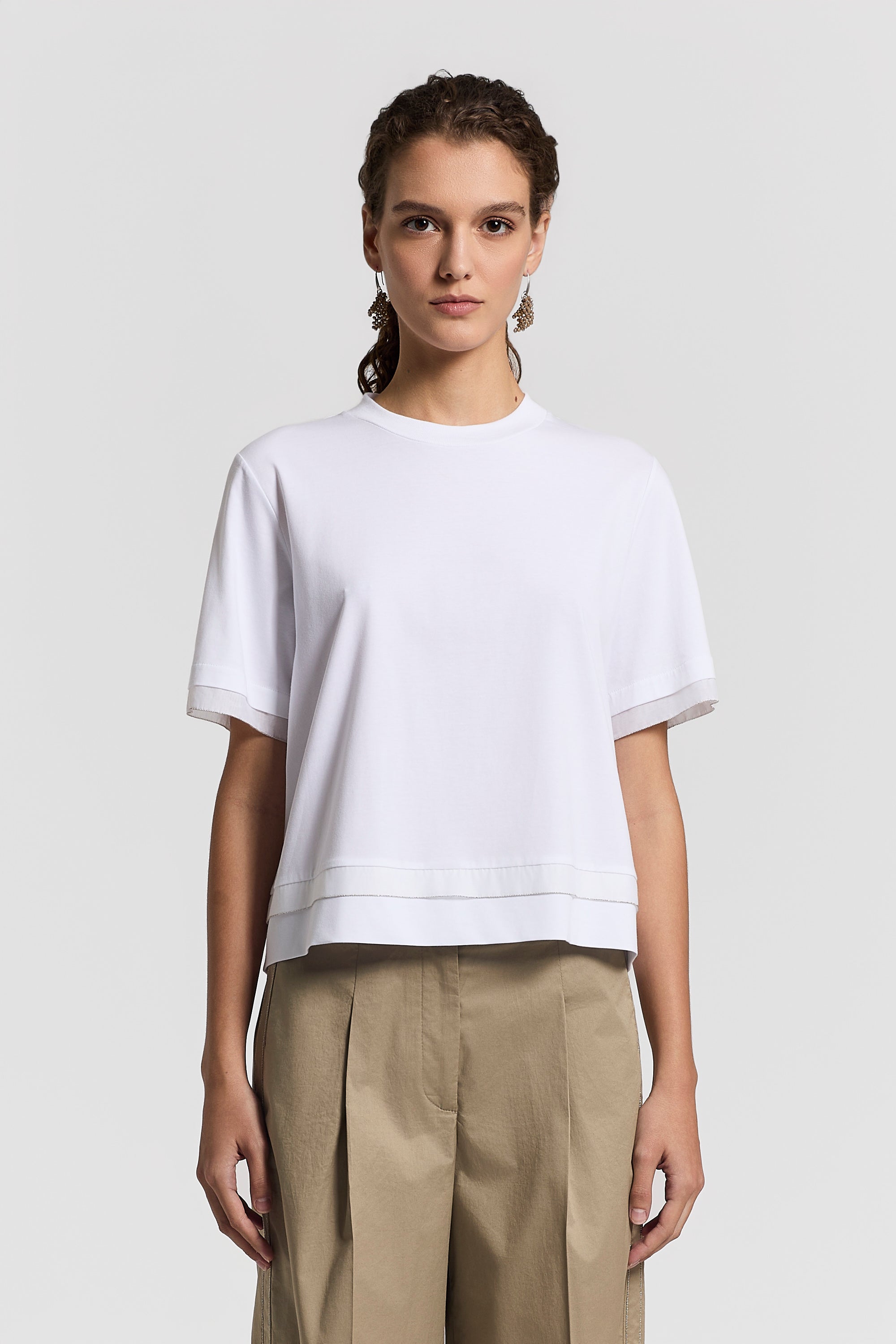 PESERICO トップス Cotton jersey and organza T-shirt | Peserico US