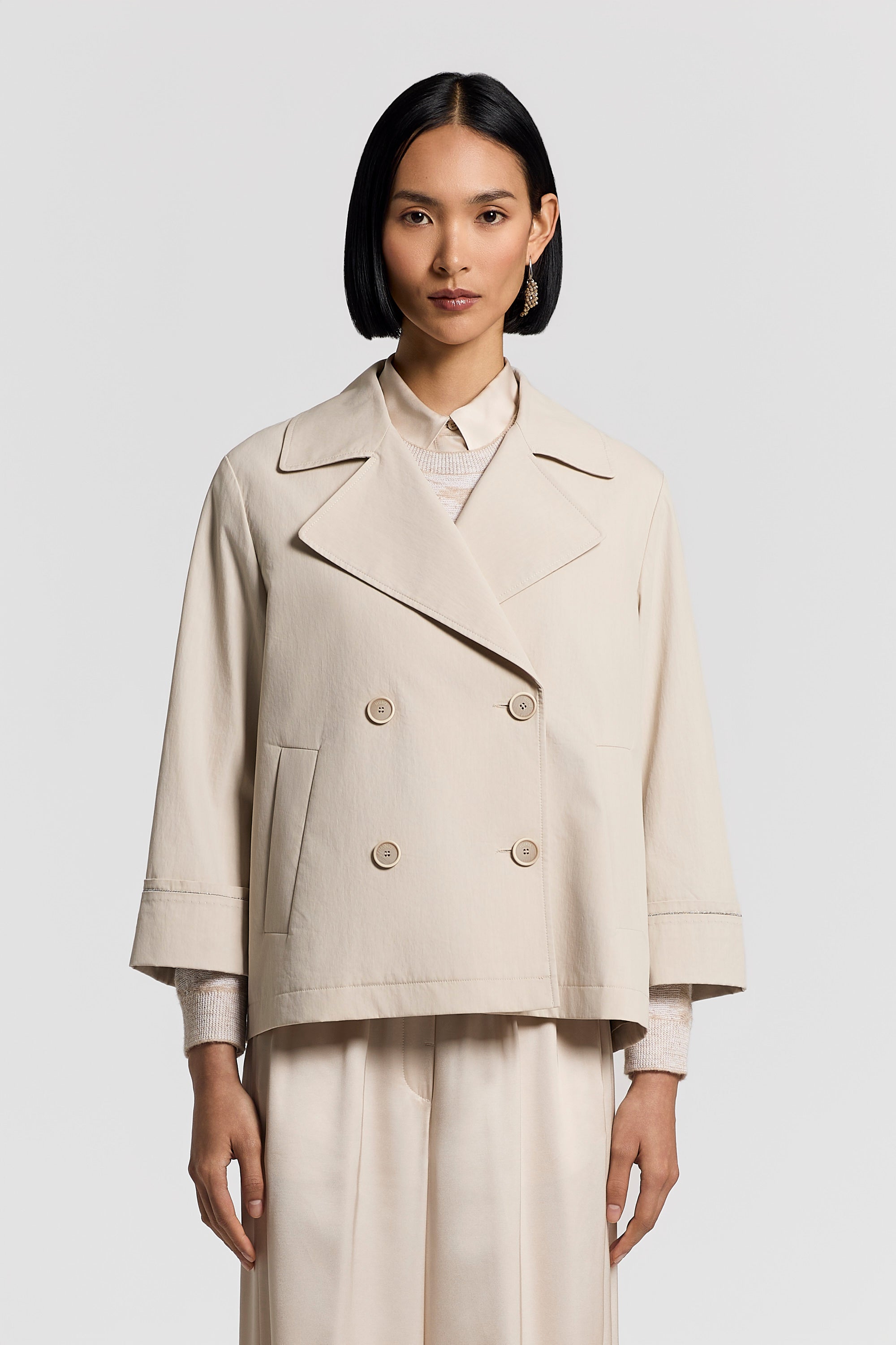 Cotton and nylon cape trench | Peserico US