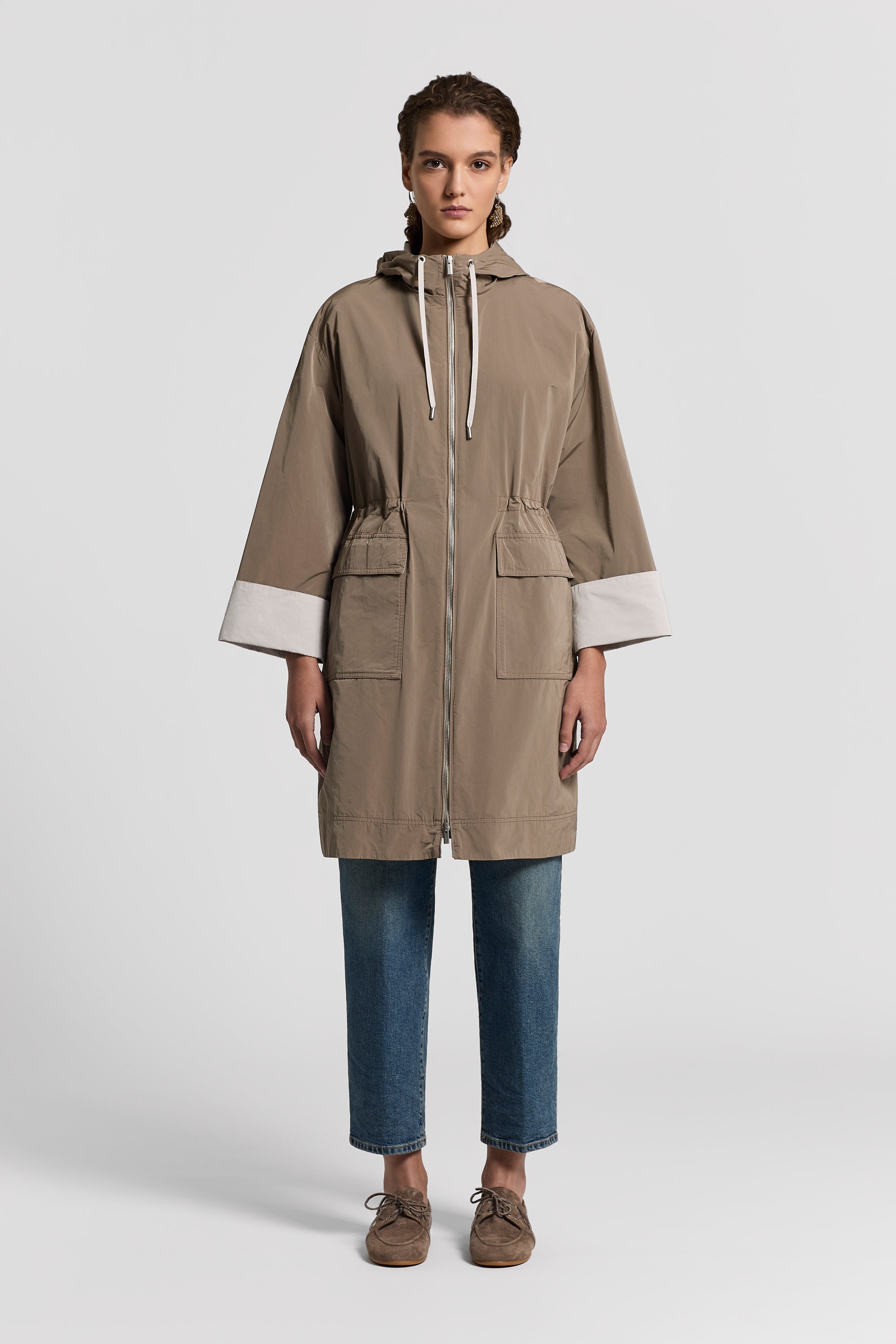 Technical taffeta midi jacket | Peserico US