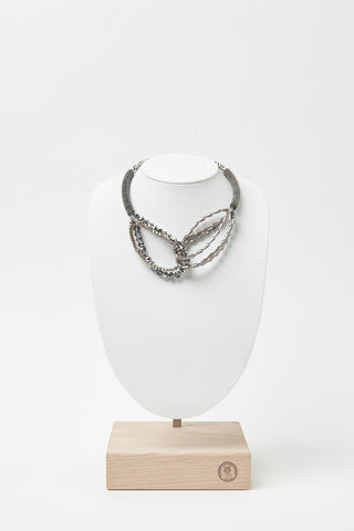 Crystal and brass choker