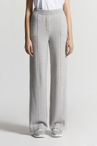 Wool, silk and cashmere carded yarn trousers