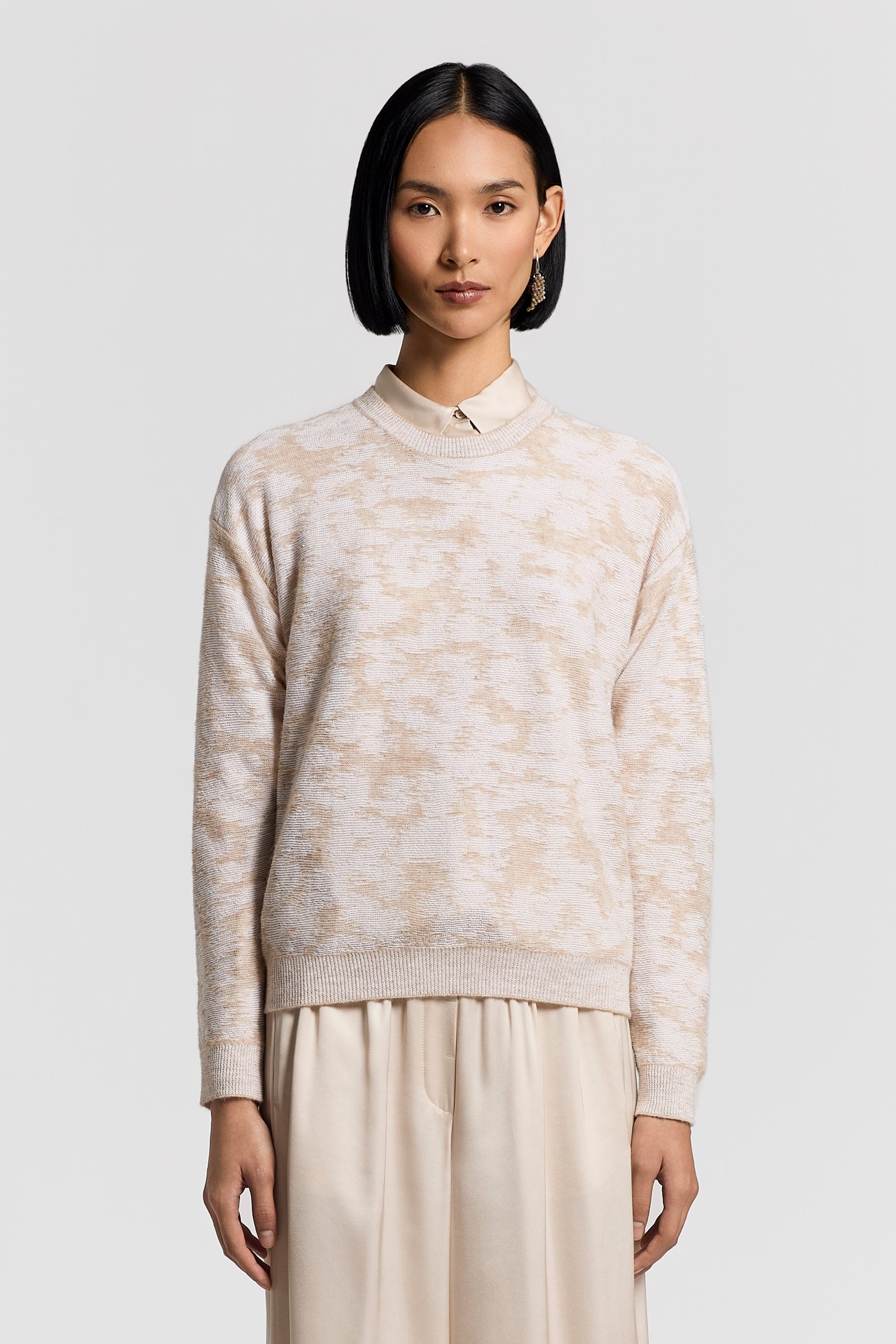 ★カシミヤお素材★PESERICO★ニット切替中綿ジャケット★ダブルジップ★ Sequinned cotton/alpaca sweater | Peserico US