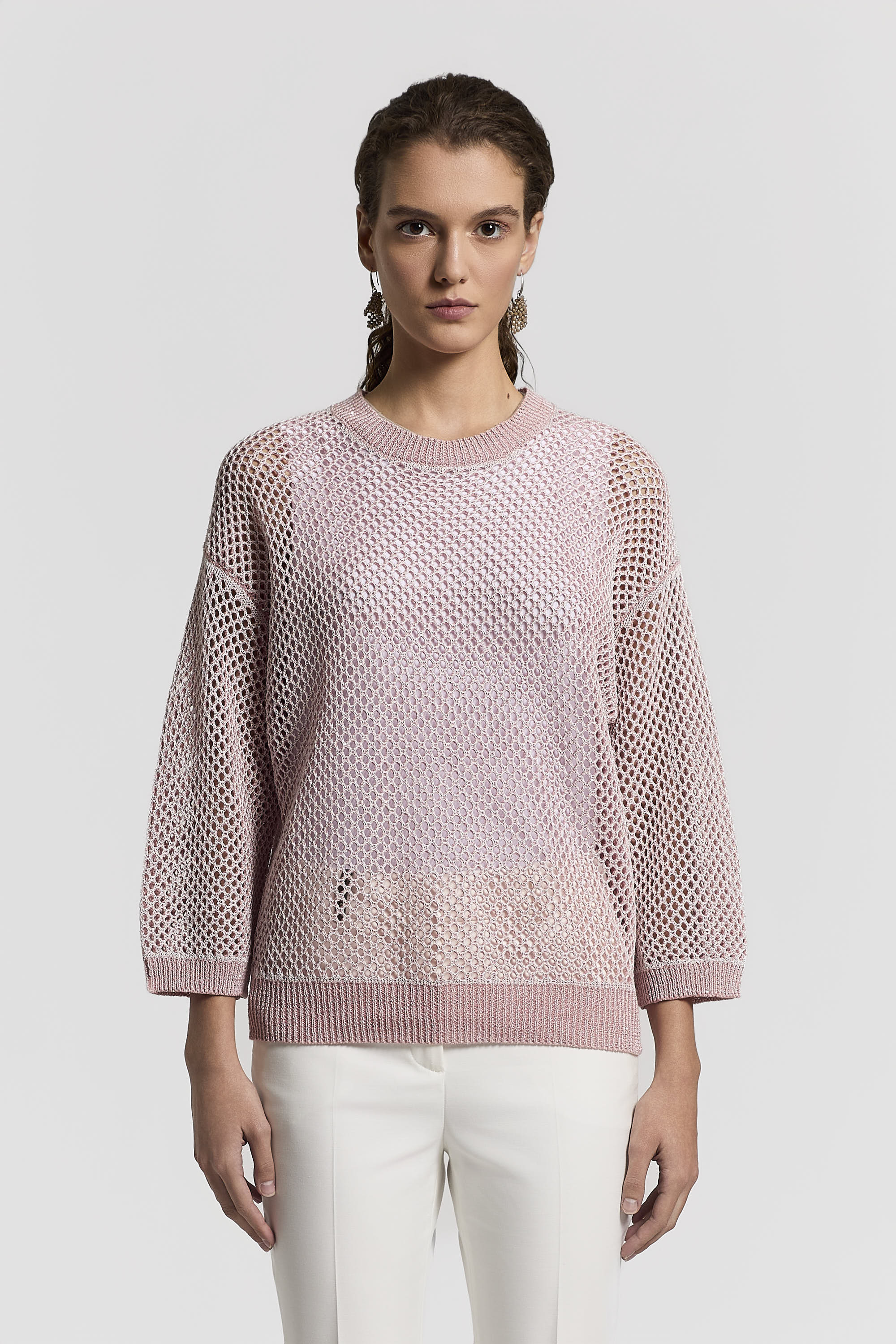 Sequinned cotton/linen-yarn sweater | Peserico US