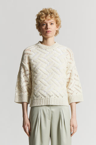 Openwork sweater in alpaca malfilé yarn