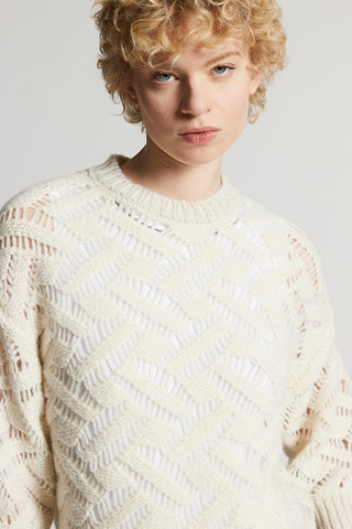 Openwork sweater in alpaca malfilé yarn