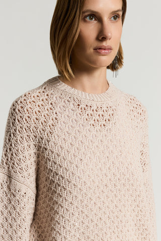 Pure wool cordonet crew-neck sweater with sequins