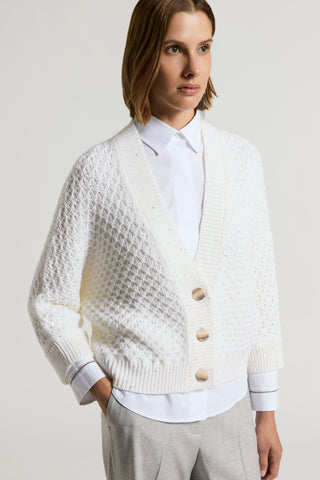 Pure wool cordonet cardigan with sequins