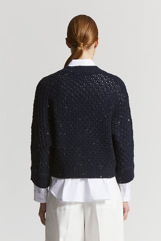 Pure wool cordonet cardigan with sequins