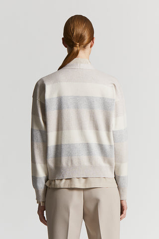 Cardigan in wool, silk and cashmere yarn