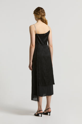 Fil coupé and viscose satin dress