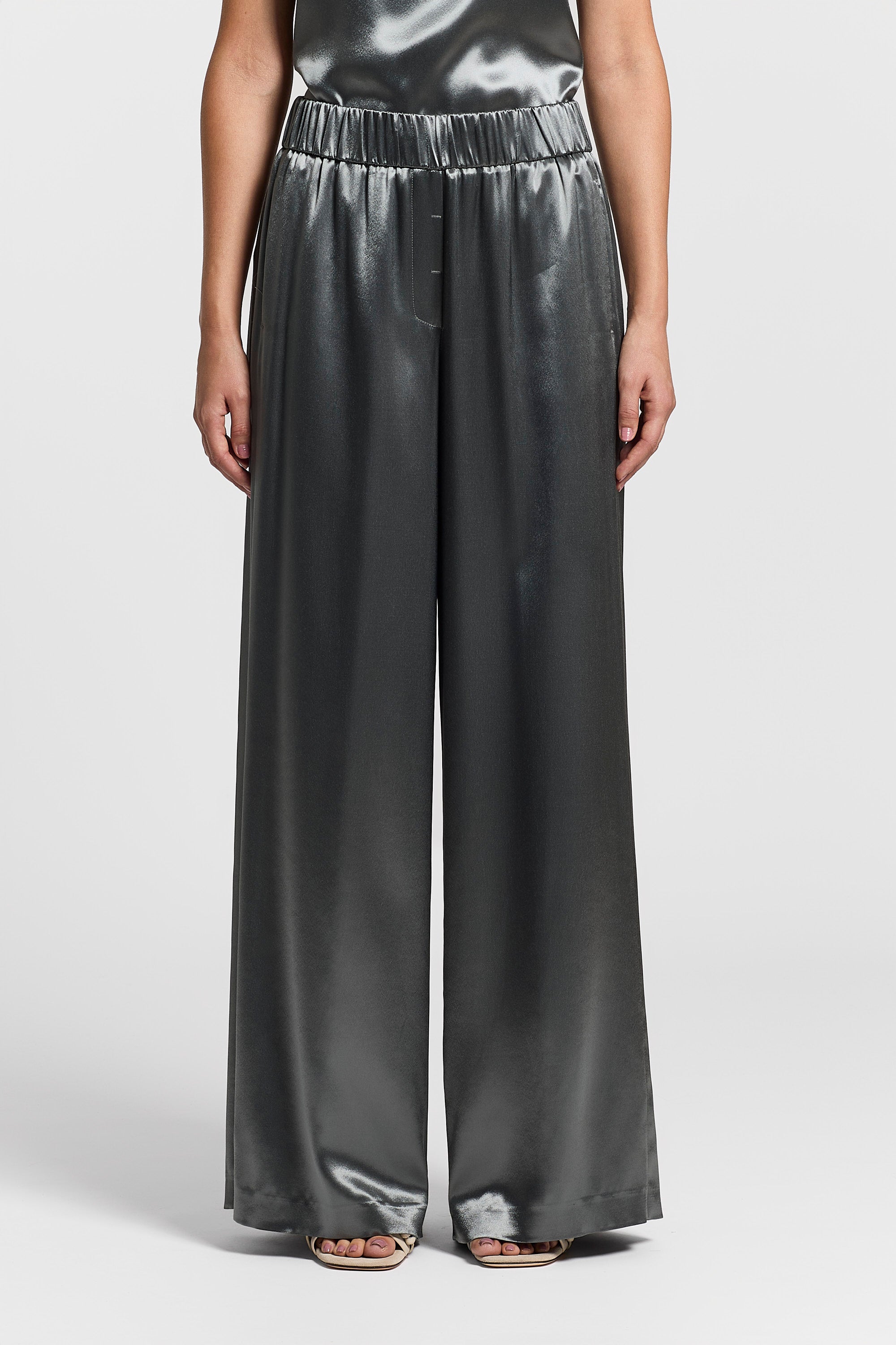 Fluid viscose satin trousers | Peserico US