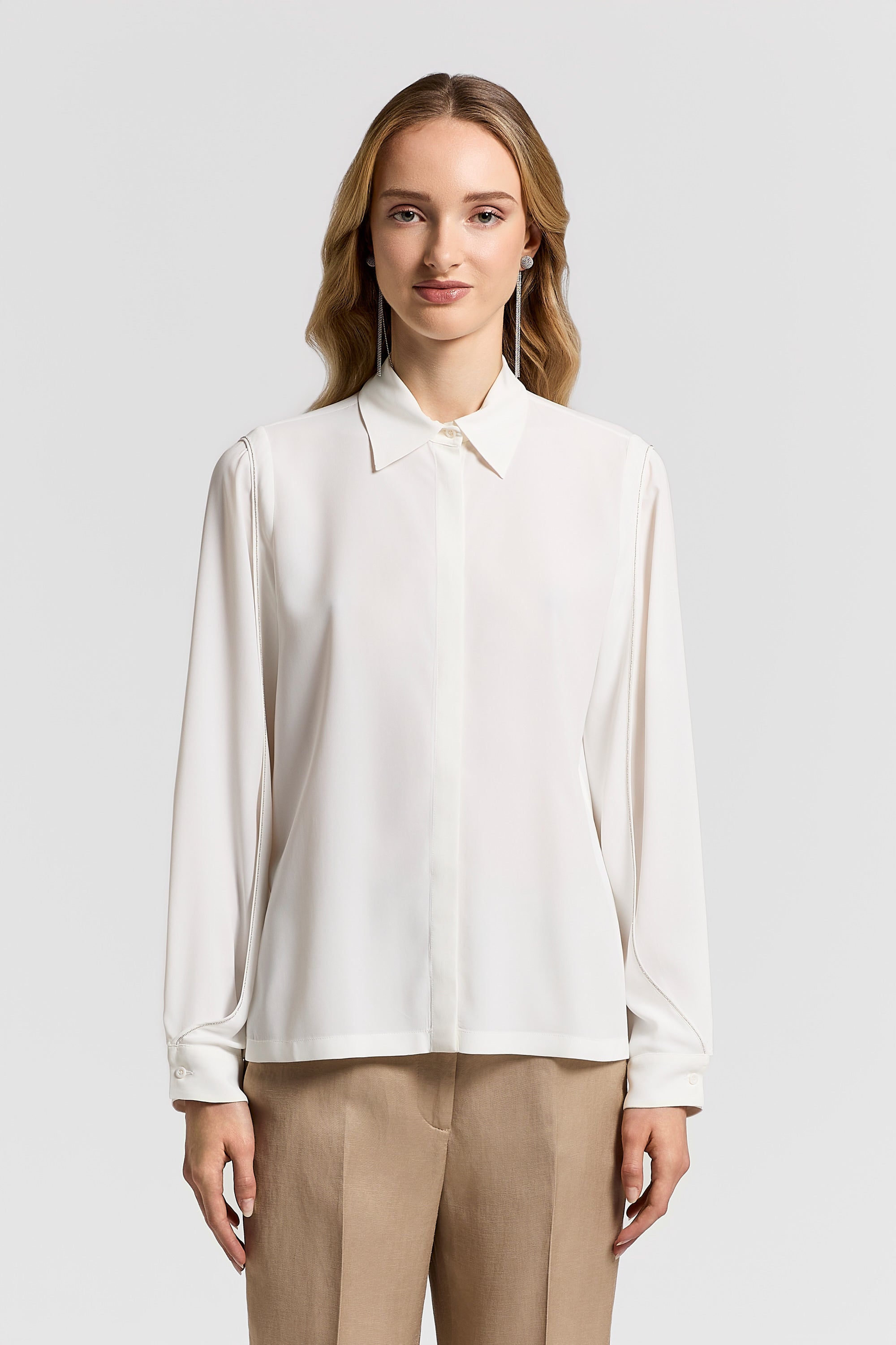 Silk-blend crepe de chine shirt | Peserico US