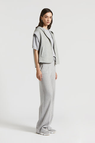 Wool, silk and cashmere carded yarn trousers