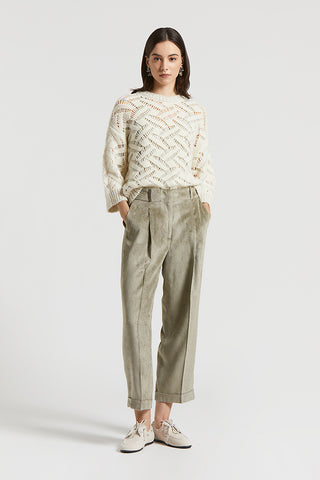 Openwork sweater in alpaca malfilé yarn