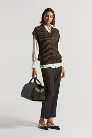 Striped silk/viscose satin shirt