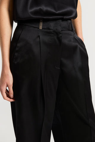 Viscose/wool satin trousers