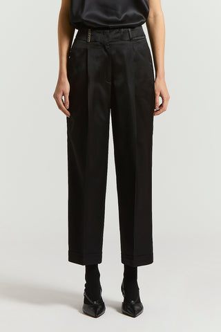 Viscose/wool satin trousers