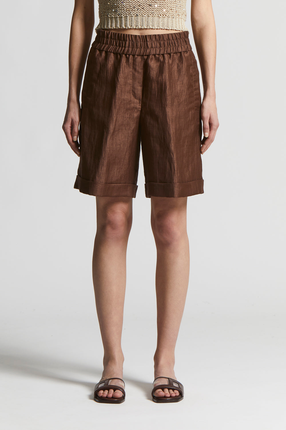 ショートパンツ PESERICO Women Shorts Burmudas P0476501934 603 WHITE P04116_00660_054cropsottoesopr