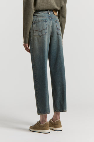 Washed denim cigarette jeans