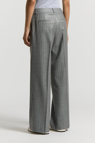 Pinstripe lurex wool flannel trousers