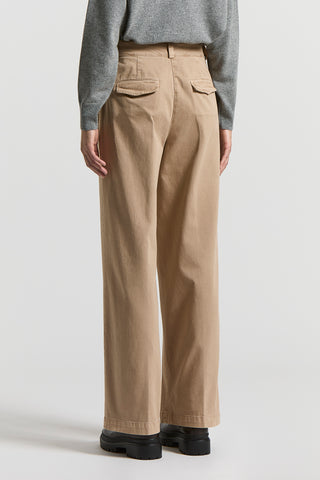 Peach-finish cotton twill trousers