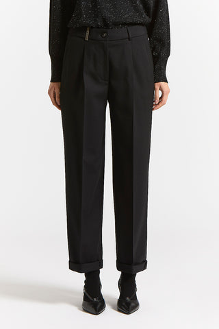 Stretch wool flannel trousers