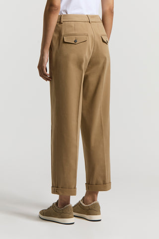 Peach-hand cotton gabardine trousers
