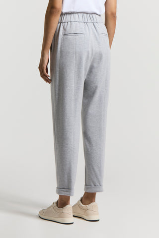 Polished fine cotton fleece trousers