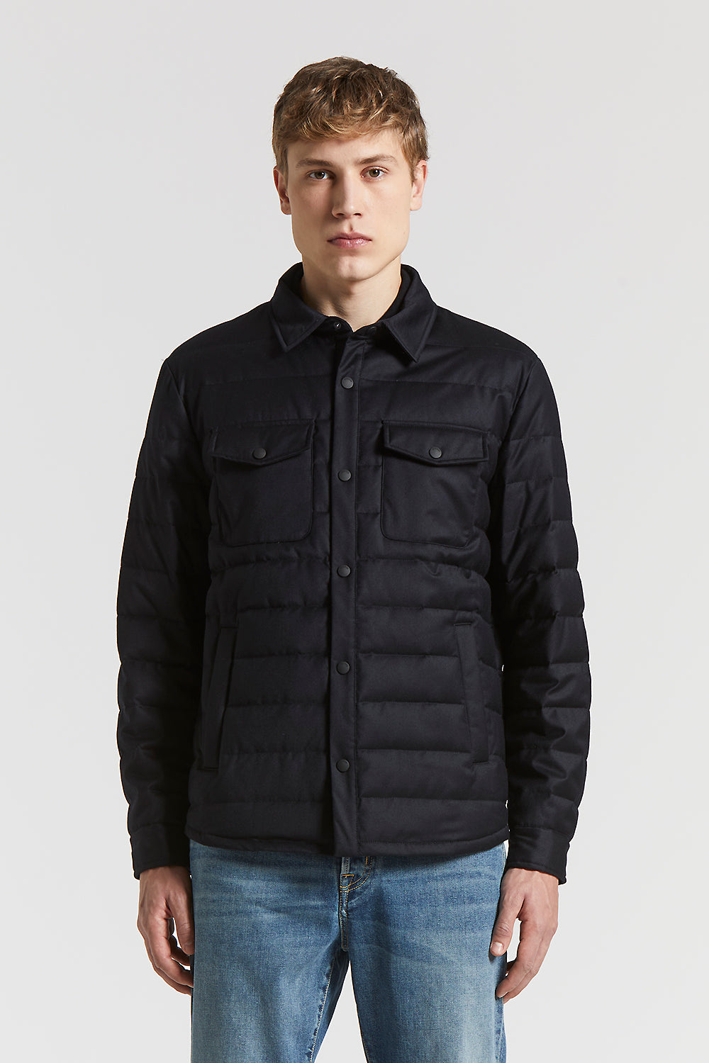 Padded Loro Piana flannel jacket-shirt | Peserico US