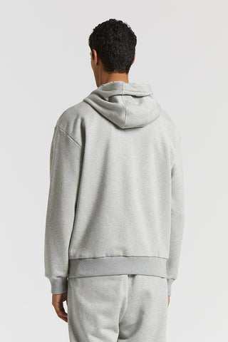 Brushed cotton melange hooded sweatshirt