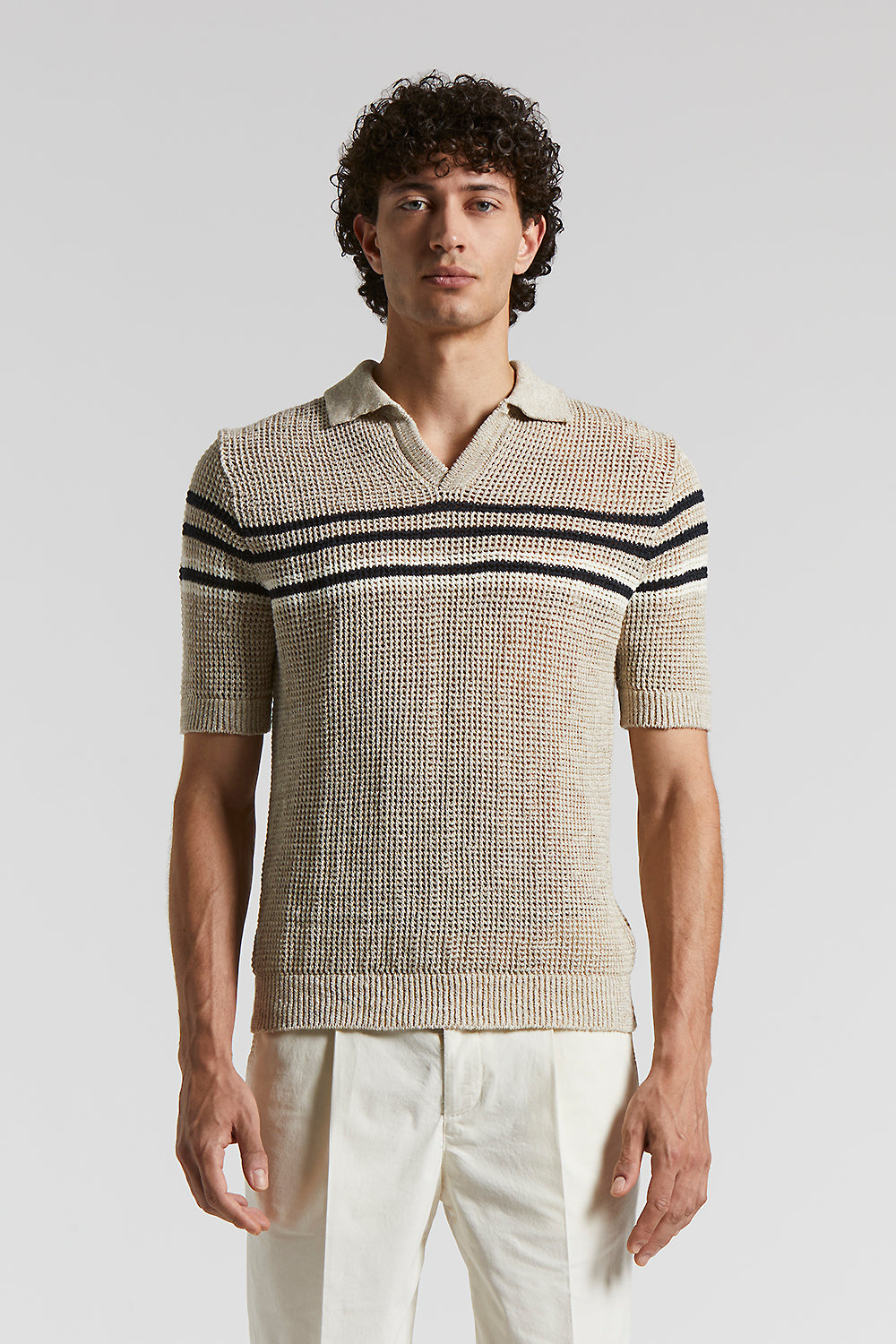 Tシャツ・カットソー PESERICO Polo shirt in linen and cotton yarn Linen and cotton blend polo shirt | Peserico US