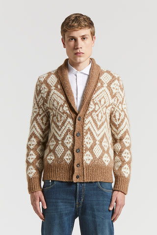 Soft mouliné yarn cardigan