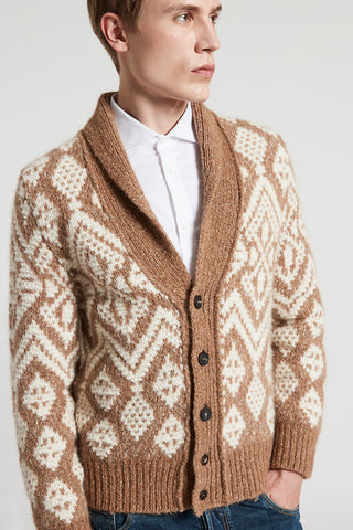 Soft mouliné yarn cardigan