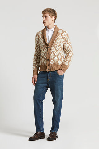 Soft mouliné yarn cardigan