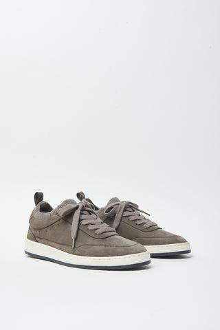 Leather sneakers with wool details